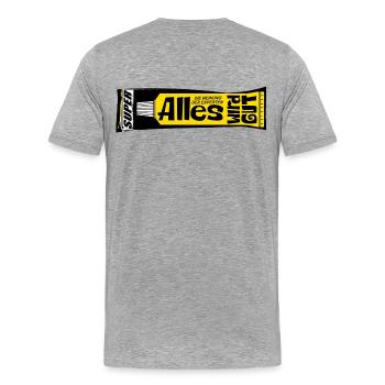 Alles wird gut Experten Kleber retro Psychologie  - Männer Premium Bio T-Shirt - Grau meliert - Hinten - Damien (186cm)