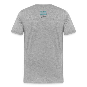 LIEBEVOLL wertvoll - Männer Premium Bio T-Shirt - Grau meliert - Hinten - Damien (186cm)