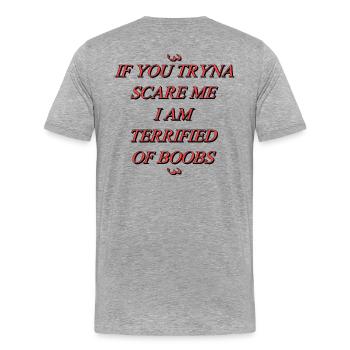 Scare me if you can - Men's Premium Organic T-Shirt - heather grey - Back - Damien (186cm)