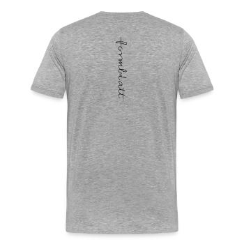 Police verticale calligraphique - T-shirt bio Premium Homme - gris chiné - Dos - Damien (186cm)