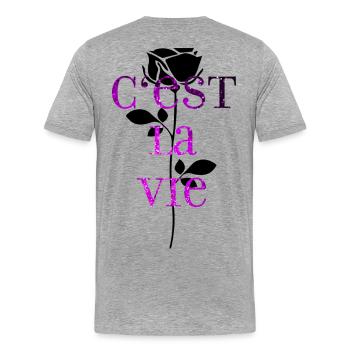 C'est La Vie mood vibe - Männer Premium Bio T-Shirt - Grau meliert - Hinten - Damien (186cm)