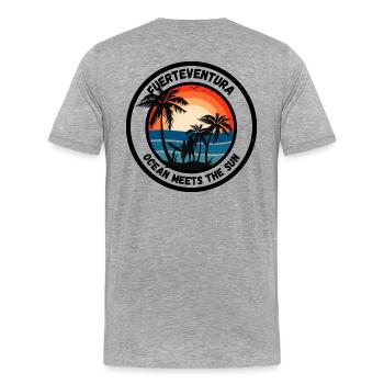 Fuerteventura - Ocean meets the Sun - Men's Premium Organic T-Shirt - heather grey - Back - Damien (186cm)
