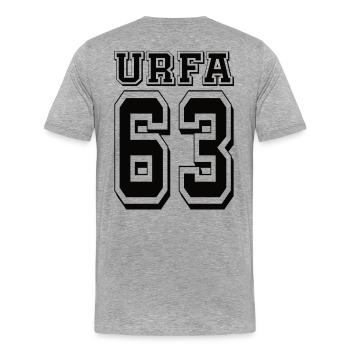 Urfa 63 - Männer Premium Bio T-Shirt - Grau meliert - Hinten - Damien (186cm)