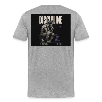 Discipline: Daily Choice - Men's Premium Organic T-Shirt - heather grey - Back - Damien (186cm)