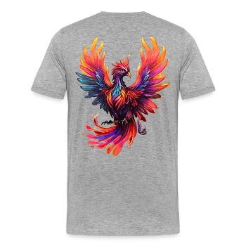 Feuervogel - Männer Premium Bio T-Shirt - Grau meliert - Hinten - Damien (186cm)