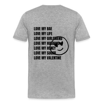 LOVE - Men's Premium Organic T-Shirt - heather grey - Back - Damien (186cm)