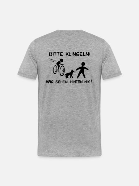 Bitte klingeln! Radfahrer-Hund - Männer Premium Bio T-Shirt - Grau meliert