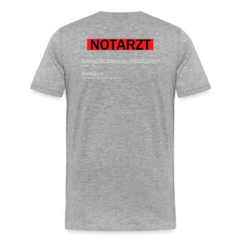Notarzt rot - Männer Premium Bio T-Shirt - Grau meliert - Hinten - Damien (186cm)