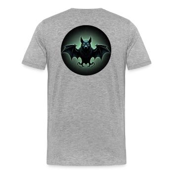 Mystische Fledermaus - Männer Premium Bio T-Shirt - Grau meliert - Hinten - Damien (186cm)