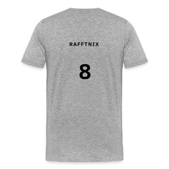 Hobbykicker Rafftnix Trikot 8 - Männer Premium Bio T-Shirt - Grau meliert - Hinten - Damien (186cm)