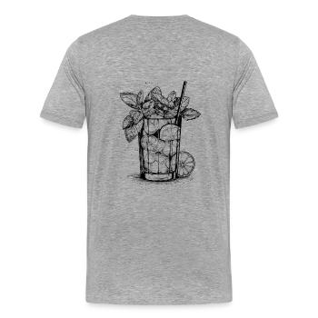 Mojito Time - Motif cocktail cool - T-shirt bio Premium Homme - gris chiné - Dos - Damien (186cm)