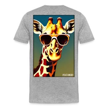 Giraffe Sonnenbrille Tierwelt Tiere Zoo Safari - Männer Premium Bio T-Shirt - Grau meliert - Hinten - Damien (186cm)