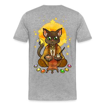 Saint Chat illustration - T-shirt bio Premium Homme - gris chiné - Dos - Damien (186cm)