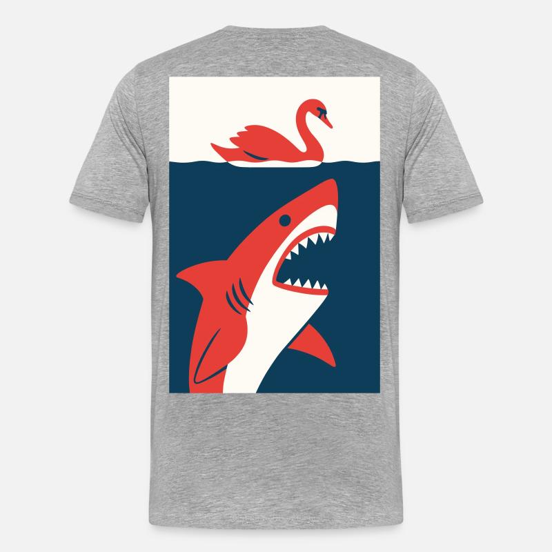 Schwan trifft Hai #2 - Männer Premium Bio T-Shirt - Grau meliert
