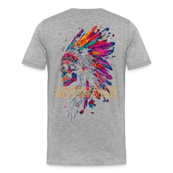 Superbe crâne indien - T-shirt bio Premium Homme - gris chiné - Dos - Damien (186cm)