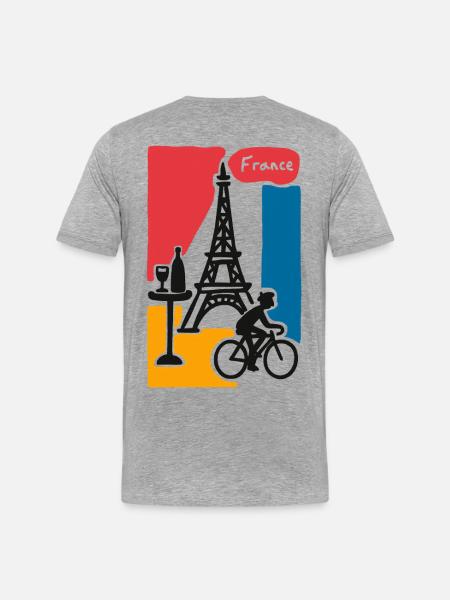 France Graphic: Eiffel Tower and Bicycle - Men's Premium Organic T-Shirt - heather grey