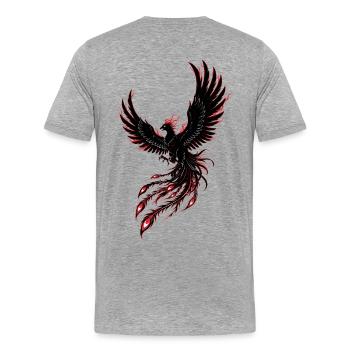 Phénix Renaissance Black Red – Japanese Tattoo - Men's Premium Organic T-Shirt - heather grey - Back - Damien (186cm)