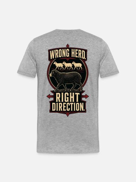 Wrong Herd – Right Direction - Men's Premium Organic T-Shirt - heather grey