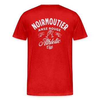 Noirmoutier Anse rouge Athletic club - T-shirt bio Premium Homme - rouge - Dos - Damien (186cm)