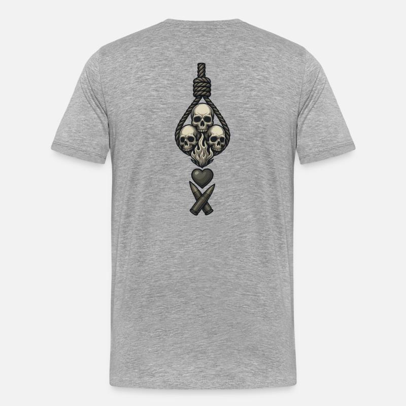 Avi Collection – Skulls & Flame - Männer Premium Bio T-Shirt - Grau meliert