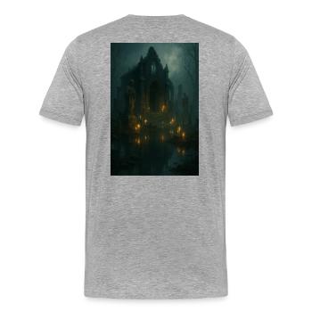 Ruine gothique au clair de lune - T-shirt bio Premium Homme - gris chiné - Dos - Damien (186cm)