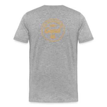 Guud is Dialect Round Badge - Men's Premium Organic T-Shirt - heather grey - Back - Damien (186cm)