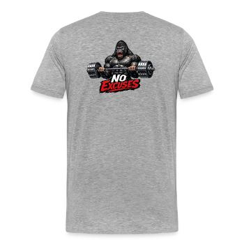 Gorilla Kraft : Pas d’excuses - T-shirt bio Premium Homme - gris chiné - Dos - Damien (186cm)