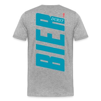 Bier Durst ! Design - für Bierliebhaber - Männer Premium Bio T-Shirt - Grau meliert - Hinten - Damien (186cm)