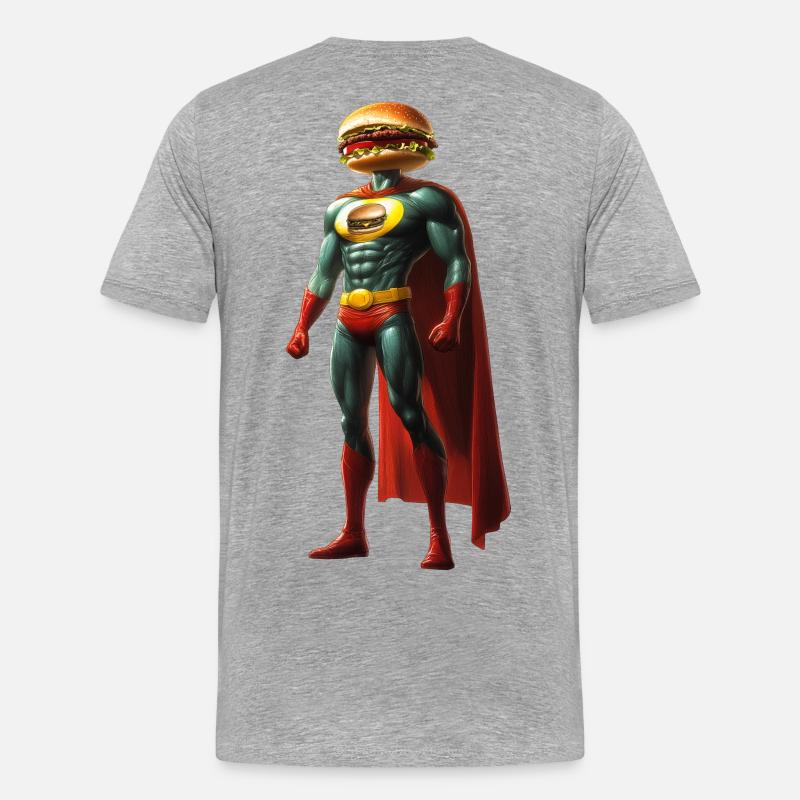Burger Mann - Männer Premium Bio T-Shirt - Grau meliert