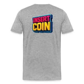 Neon Retro Gaming Design - Männer Premium Bio T-Shirt - Grau meliert - Hinten - Damien (186cm)