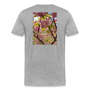 Cherry blossom magic in spring - Men's Premium Organic T-Shirt - heather grey - Back - Damien (186cm)