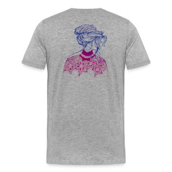 Illustration de fille - T-shirt bio Premium Homme - gris chiné - Dos - Damien (186cm)