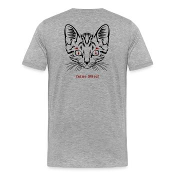 Katze, feine Miez - Männer Premium Bio T-Shirt - Grau meliert - Hinten - Damien (186cm)