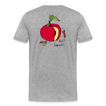 Bio, pomme aux fourmis - T-shirt bio Premium Homme - gris chiné - Dos - Damien (186cm)