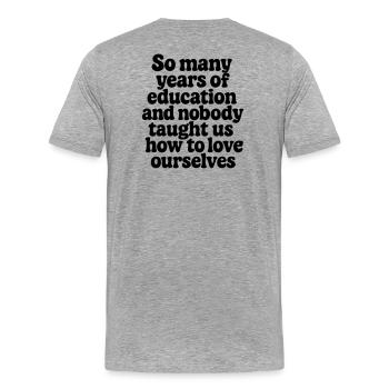 Selbstliebe 2 - Männer Premium Bio T-Shirt - Grau meliert - Hinten - Damien (186cm)