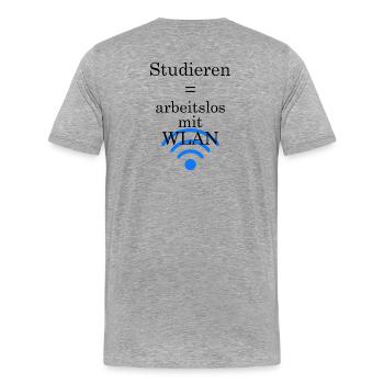 Le slogan de l’université « Chômeurs avec WLAN » cadeau aux étudiants - T-shirt bio Premium Homme - gris chiné - Dos - Damien (186cm)