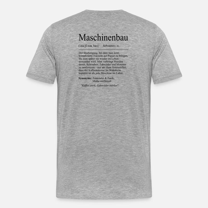 Unispruch "Maschinenbau" Geschenk, Studenten - Männer Premium Bio T-Shirt - Grau meliert