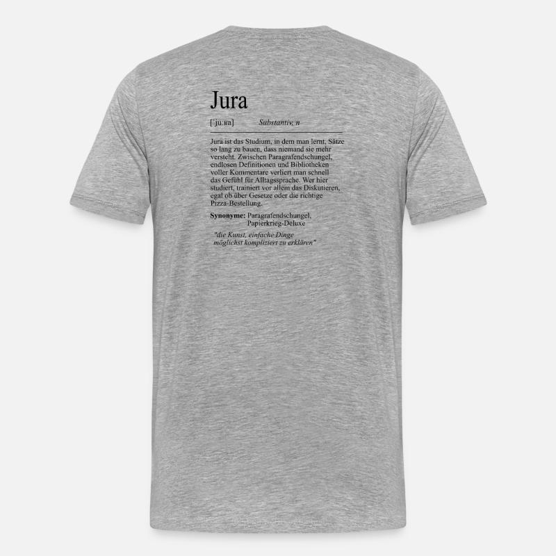 Unispruch "Jura" Student Geschenk, Studenten - Männer Premium Bio T-Shirt - Grau meliert