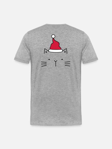 Cat Santa Claus Christmas hat Christmas - Men's Premium Organic T-Shirt - heather grey
