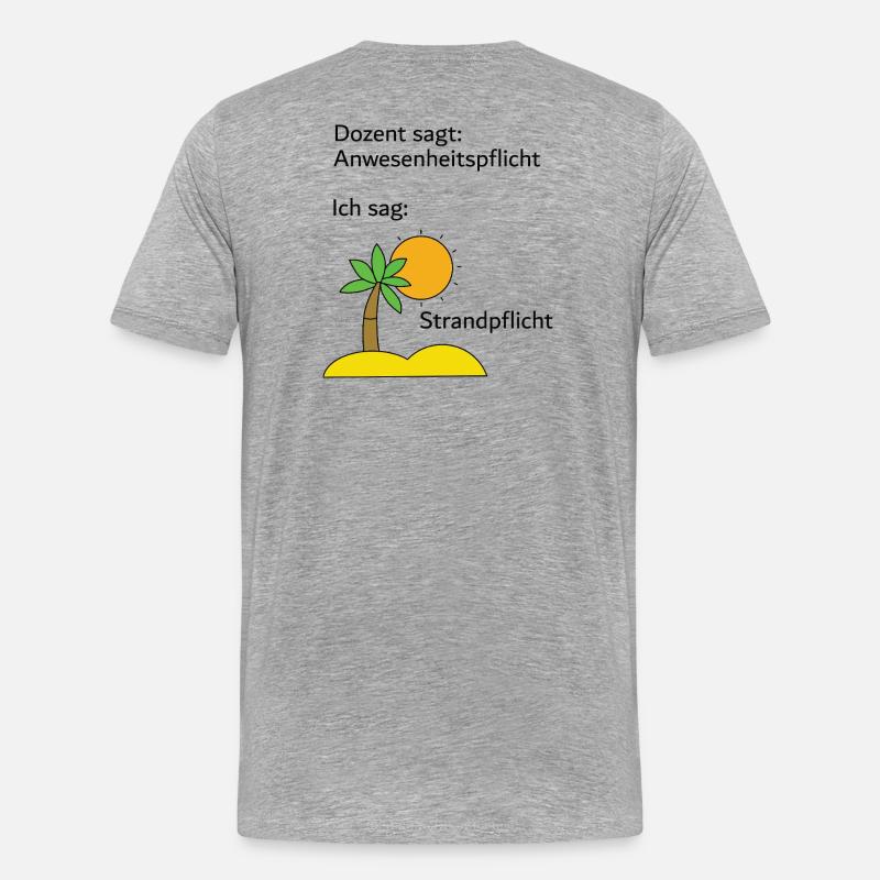 Unispruch "Strandpflicht" Geschenk, Studenten - Männer Premium Bio T-Shirt - Grau meliert