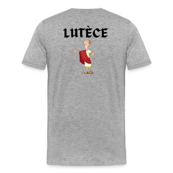 Lutèce, Paris, Romain - T-shirt bio Premium Homme - gris chiné - Dos - Damien (186cm)