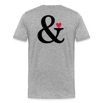 Esperluette coeur et amour signe cadeau d'amour - T-shirt bio Premium Homme - gris chiné - Dos - Damien (186cm)