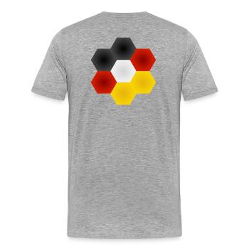 Honigwaben Farbenspiel Deutschlandfahne. - Männer Premium Bio T-Shirt - Grau meliert - Hinten - Damien (186cm)