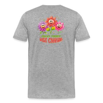 Frühling, Gartenarbeit, Gartenarbeit, Gartenarbeit - Männer Premium Bio T-Shirt - Grau meliert - Hinten - Damien (186cm)