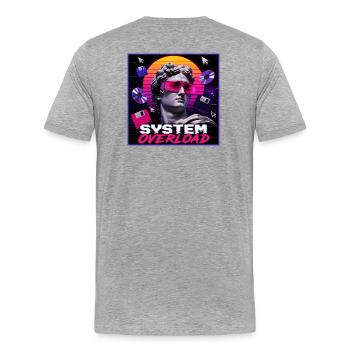 Art de surcharge du système rétro Vaporwave Synthwave - T-shirt bio Premium Homme - gris chiné - Dos - Damien (186cm)