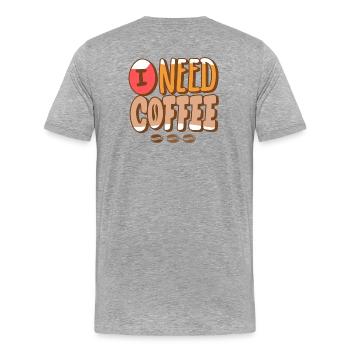 café, fan de café, grain de café - T-shirt bio Premium Homme - gris chiné - Dos - Damien (186cm)