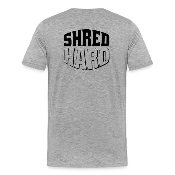 Shred Hard Snowboard Style - Männer Premium Bio T-Shirt - Grau meliert - Hinten - Damien (186cm)