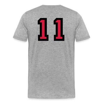 Le numéro 11 - numéro onze - T-shirt bio Premium Homme - gris chiné - Dos - Damien (186cm)