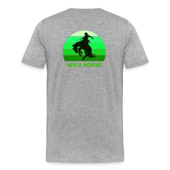 cheval sauvage, Far-West, contrée sauvage - T-shirt bio Premium Homme - gris chiné - Dos - Damien (186cm)