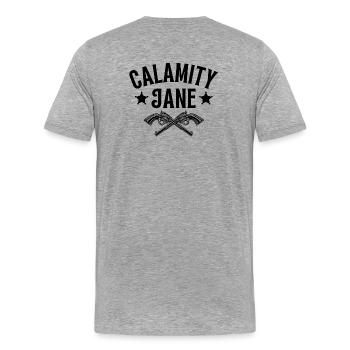 Calamity Jane, western, country - T-shirt bio Premium Homme - gris chiné - Dos - Damien (186cm)